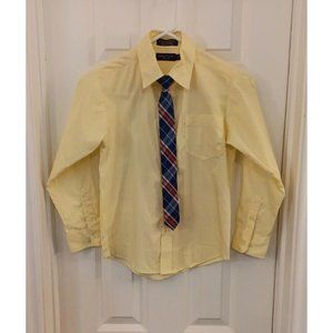Boys Nautica Yellow Button Up Shirt With Matching Clip On Tie Size 8